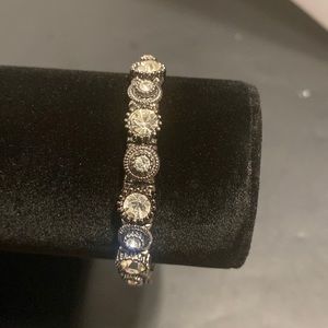 Womens black with rhinestones stretch elastic bracelet